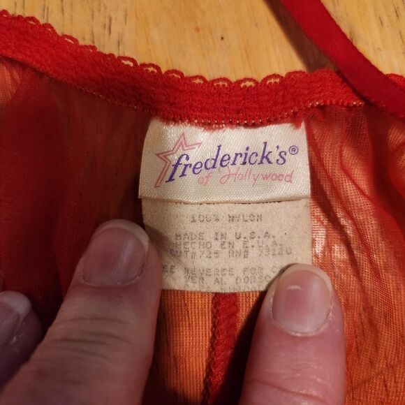 Vintage Y2k Frederick's of Hollywood red floral bodice sheer babydoll camisole - Picture 6 of 6